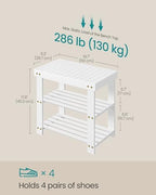 SONGMICS Shoe Rack Bench, 3-Tier Bamboo Entryway Bench, 19.7 Inches Width - Image 2