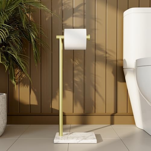 KES Freestanding Toilet Paper Holder, Brushed Gold, Marble Base, SUS304 by KES