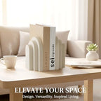 LIN CHUAN Heavy Duty Bookends for Shelves, Set of 2, Sandstone Beige - Image 6