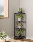 CHOEZON 4-Tier Corner Shelf, Corner Bookcase, 43.3" Tall Vertical Display Rack, Plant Stand, Open Storage Shelf, for Living Room, Bedroom, Study, Kitchen, Black TCJ14BB - Image 5