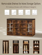 DINZI LVJ Shoe Storage Bench with Cushion, 16-Cubby Shoe Rack with Seat - Image 4