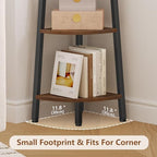 Hoctieon Corner Shelf, 6-Tier Corner Bookshelf, Rustic Ladder Shelf, Industrial Display Stand for Living Room, Kitchen, Home Office, Balcony, Small Space, Metal Frame, Rustic Brown - Image 2