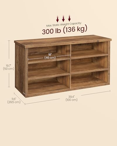 VASAGLE Shoe Bench, Storage Bench, 11.6 x 39.4 x 19.7 Inches - Image 3