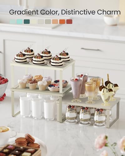 SONGMICS Cabinet Organizer Shelf, Set of 3 Spice Rack, Kitchen Storage - Image 3