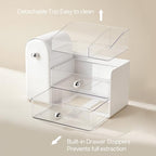 HBlife Makeup Organizer Countertop with Drawers, Vanity Organizers with Brush Holder, Bathroom Counter Organizer for Perfume, Nail Polishes, Lipsticks, Skincare and Eyeshadow Palettes, White Sliver - Image 5