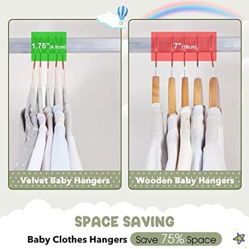 HOUSE DAY Velvet Baby Hangers for Closet, Kids Hangers Velvet 60 Pack, Non Slip Toddler Hanger 11.8 Inch, Durable Childrens Hanger for Newborn Baby Clothes- Gray - Image 3