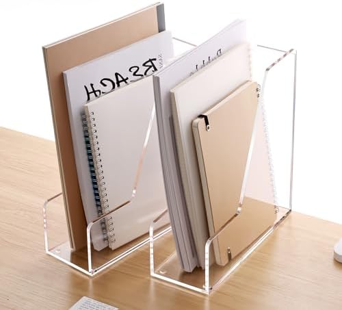 YUXUN 4-Pack Vertical File Holder for Desk, Acrylic Magazine Holder,Clear - Image 7