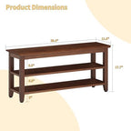 Wood Shoe Bench for Entryway,Bench with Shoe Rack,Storage Shoe Organizer for Hallway,Living Room,Bedroom (Brown, 39.37''W×11.81‘’D×17.71‘’H) - Image 2