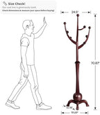 Bekrvio Freestanding Wood Coat Rack with Stable Sphere Base, Wine Red - Image 2