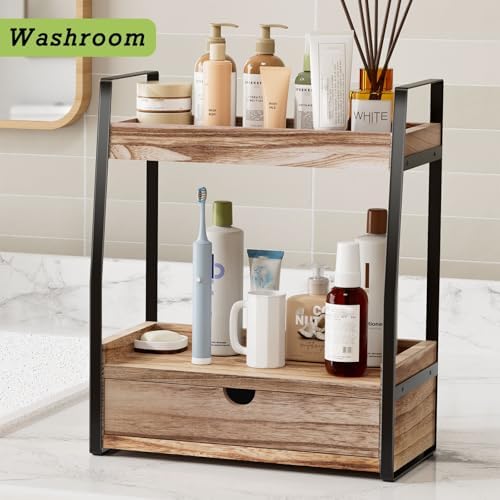 Boulphia 2-Tier Bathroom Organizer Countertop, Bathroom Sink Organizer Countertop, Vanity, Counter Shelf, Brown - Image 7