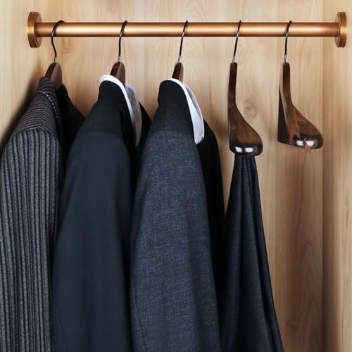 TOPIA HANGER Set of 6 Beautiful Coat Suit Jacket Wood Wooden Hangers, Premium Retro Finish with Extra-Wide Shoulder- 360° Black Hooks & Anti-Slip Bar CT02A - Image 5