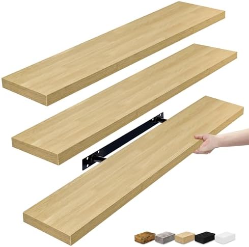 Sorbus Floating Shelves for Wall Storage (35 Inch, 3 Pack, Maple Wood) by Sorbus