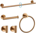 TURS Brushed Rose Gold 5 Piece Bathroom Hardware Set, SUS304 Stainless Steel 23.6 Inch Bath Towel Bar Set, Round Bathroom Accessories Kit Wall Mounted by TURS