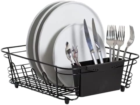 Better Houseware in-Sink Dish Drying Rack, Coated Steel, Black, 14.5 x 13 x 5 Inch, 2-Piece Set with Removable Utensil Caddy and Non-Slip Handles by BetterHouseware