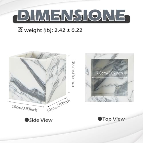 3.93 Inch Square Natural Marble Makeup Brush Holder & Toothbrush Holder - Image 2