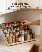 Tiered Spice Rack Organizer for Countertop & Cabinet, 4-Tier 19.9in Kitchen Seasoning Storage Shelf, Space Saving Standing Spice Organizer, Wooden & Acrylic, Solid Wood - Image 2