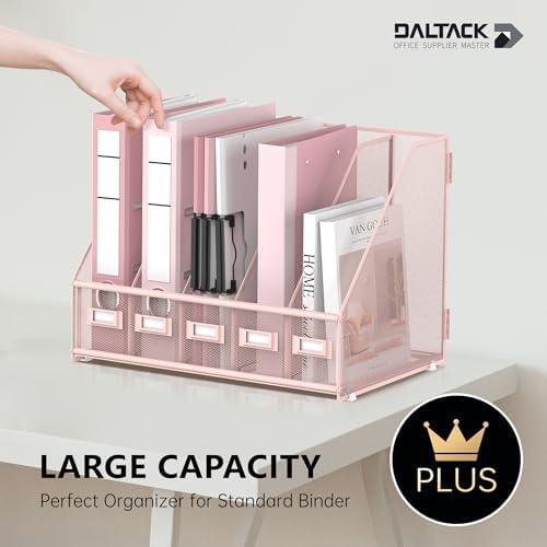 DALTACK 5-Slot Magazine File Holder, Metal Binder Holder, Pink - Image 2