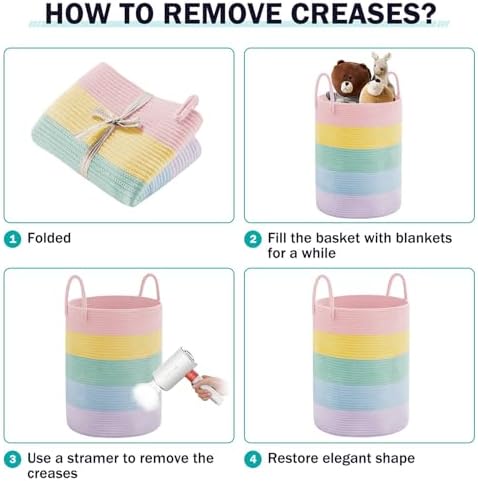 YOUDENOVA Cotton Rope Laundry Hamper Basket, 58L Blanket Basket for Nursery - Image 7