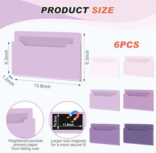 Fuutreo Magnetic Wall File Holder,6pcs,Violet Color,Horizontal-large - Image 2
