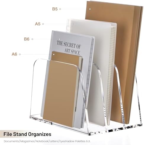 YUXUN Desk File Organizer,3-Section Vertical Clear Acrylic Desk Organizer File Holder Mail Sorter Office Organization for Office Home &Classroom（B5） - Image 4