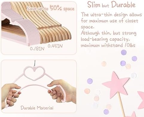 Velvet Baby Hangers, Kids Hangers with Clips for Toddler & Infant Clothes - Image 6