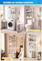 Over The Toilet Storage Cabinet, 4-Tier Bathroom Organizer (White) - Image 3