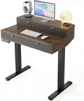 HUANUO 32 x 20 Inch Electric Standing Desk with 4 Drawers, Walnut by HUANUO