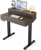 HUANUO 32 x 20 Inch Electric Standing Desk with 4 Drawers, Walnut by HUANUO