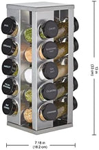 Kamenstein 20 Jar Heritage Revolving Countertop Spice Rack Organizer with Spices Included, FREE Spice Refills for 5 years, Brushed Stainless Steel with Black Caps - Image 5