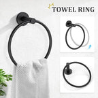 TURS Black 5 Piece Bathroom Towel Bar Set Bathroom Hardware Set, 23.6 inch Bathroom Accessories Kit Set, SUS304 Stainless Steel Wall Mounted - Image 4