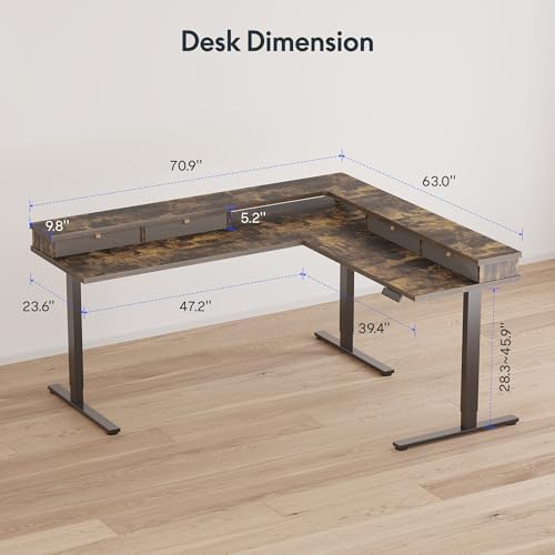 FLEXISPOT Reversible L-Shaped Corner Standing Desk with Monitor Shelf - Image 3
