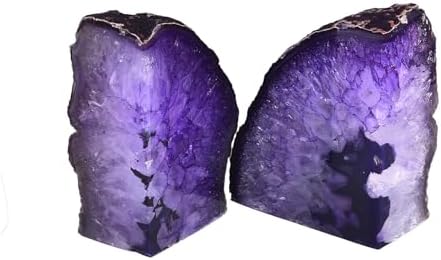 AMOYSTONE Purple Agate Bookends Durable Crystal Book Ends for Study Shelves - Image 3