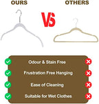 Quality Hangers Clothes Hangers 50 Pack - Non-Velvet Plastic Hangers for Clothes -Heavy Duty Coat Hanger Set -Space-Saving Closet Hangers with Chrome Swivel Hook, Non-Flocked Hangers (50, White) - Image 6