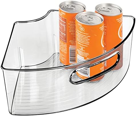 mDesign Plastic Lazy Susan Cabinet Storage Bin with Front Handle for Kitchen Countertop, Pantry, Shelf, Fridge Organization - Hold Food, Drinks, Snacks - Ligne Collection - 2 Pack - Smoke Gray Tint - Image 6