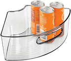 mDesign Plastic Lazy Susan Cabinet Storage Bin with Front Handle for Kitchen Countertop, Pantry, Shelf, Fridge Organization - Hold Food, Drinks, Snacks - Ligne Collection - 2 Pack - Smoke Gray Tint - Image 6