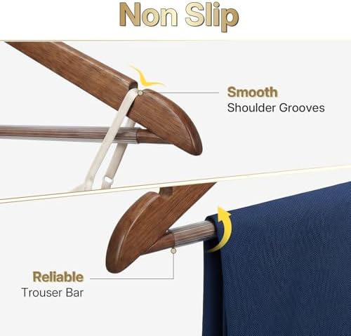 HOUSE DAY Premium Wooden Hangers 150 Pack, 17.5" Smooth Wood Hangers - Image 5