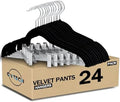 GVTECH Velvet Hangers with Clips, [24 Pack] Metal Clip Hangers for Pants - Notched Velvet Skirt Hangers for Pants, Skirts, Suit, Dresses & Shirts 360° Swivel Hook - Non Slip Felt Hangers (Black) by Unknown