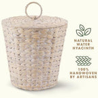 84ECO 3 Gallons White Wicker Trash Can with Lid and Liner - Image 6