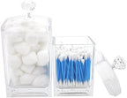 Set of 2 Large Modern Acrylic Holders Cotton Ball Swabs Cotton Organizer by Paylak