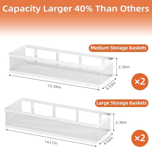 Spice Rack Wall Mounted, 4 Pack Pantry Door Organizer & Hanging Storage Baskets Organizer Wall Mount, Large Capacity Metal Spice Shelf for Kitchen Cabinet, Bathroom, Shower, Home Decor, Modern Design - Image 4