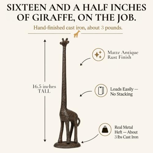 Wallcharmers Rustic Giraffe Paper Towel Holder & Metal Toilet Paper Stand - Image 3