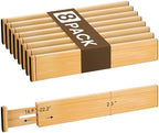 Adjustable Bamboo Drawer Dividers of 8, Expandable Organizers (16.9"-22.2") by NCUE