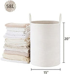 VIPOSCO 58L Tall Woven Laundry Basket Hamper, White - Image 5