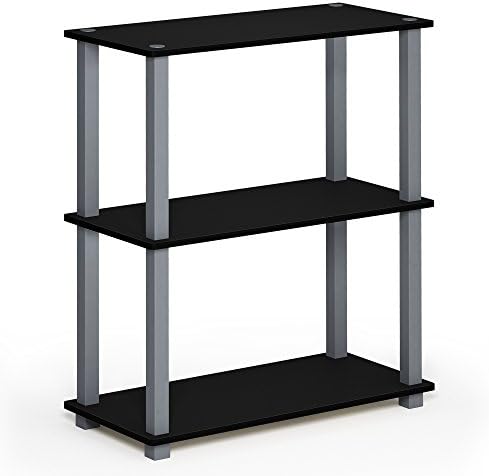 Furinno TURN-S-TUBE Storage Shelves Set of 2, 3-Tier Book Shelf, Corner Shelf, Toolless Open Shelves, Square Tubes, for Organization and Storage, Living Room, Garage, Home Office, Black - Image 6
