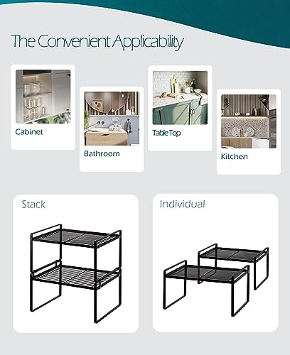 Shantton Cabinet Shelf Organizer, Pantry Shelf Rack, Black 13.1x10.6x7.3 - Image 4
