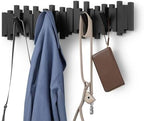 Umbra Sticks Wall Coat Rack, Wall Mount 8 Retractable Hooks, Black by Umbra