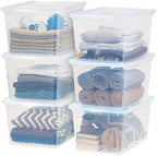 IRIS USA 6-Pack 58 Qt Storage Bins with Lids, Clear, Stackable by IRISUSA