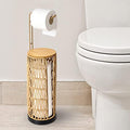 Freestanding Toilet Paper Holder with Storage,3 Rolls of Tissue Holder for Bathroom,Handmade Woven Toilet Paper Roll Holder Stand,Rattan Sturdy Boho Bathroom Decor Farmhouse Toilet Paper Storage by Trongee