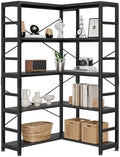 NUMENN 5-Tier Corner Bookshelf, L-Shaped Corner Bookcase, Black by NUMENN