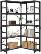NUMENN 5-Tier Corner Bookshelf, L-Shaped Corner Bookcase, Black by NUMENN